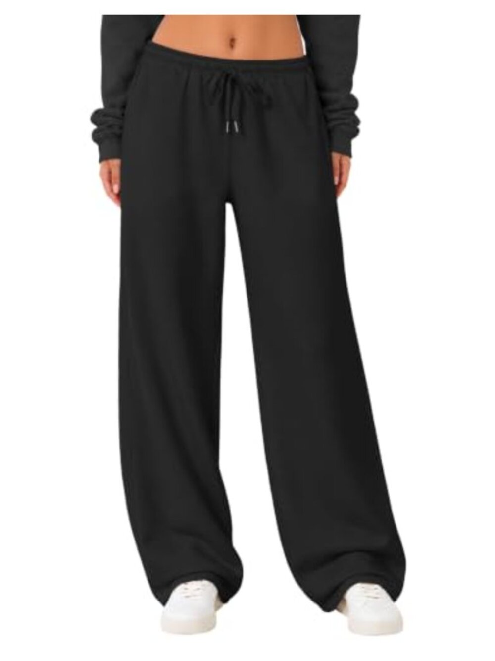 Wide Leg Sweatpants High Waisted Drawstring Cotton Blend Lounge Pants